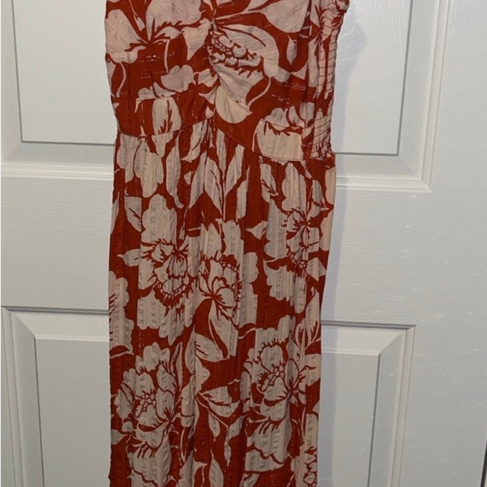 Angie Red and Cream Floral Maxi Dress